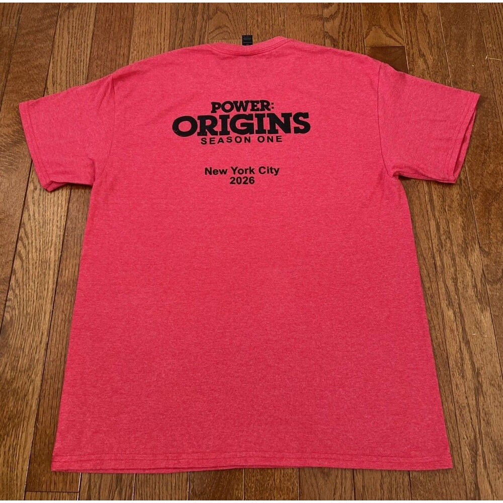 Power Origins Season One NYC Pink Graphic Tee Shirt Gildan Mens L Heather Coral